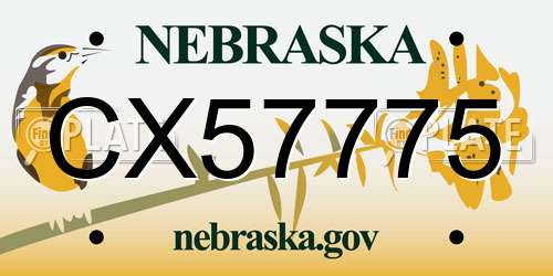 CX57775 Nebraska License Plate