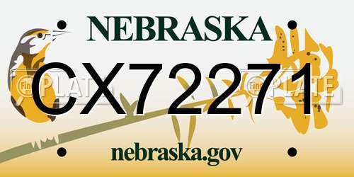 CX72271 Nebraska License Plate