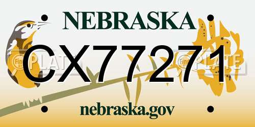 CX77271 Nebraska License Plate