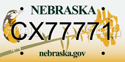 CX77771 Nebraska License Plate