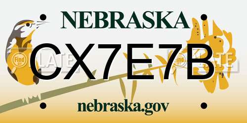 CX7E7B Nebraska License Plate