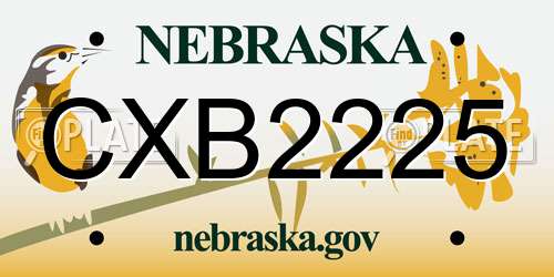 CXB2225 Nebraska License Plate