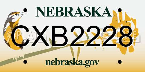 CXB2228 Nebraska License Plate