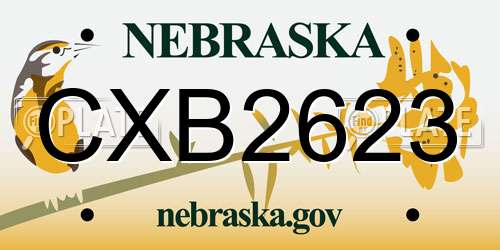 CXB2623 Nebraska License Plate