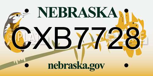 CXB7728 Nebraska License Plate