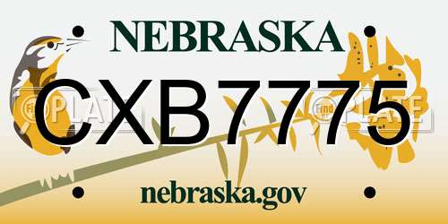 CXB7775 Nebraska License Plate