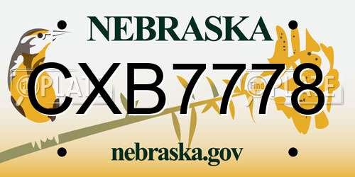 CXB7778 Nebraska License Plate