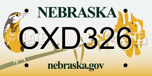 CXD326 Nebraska License Plate