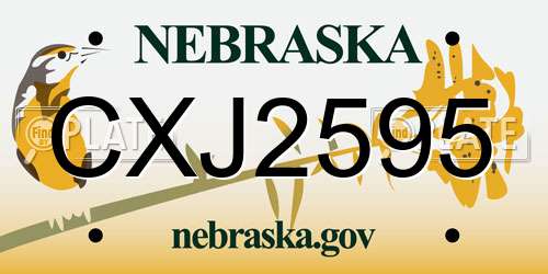 CXJ2595 Nebraska License Plate