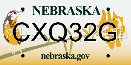 CXQ32G Nebraska License Plate