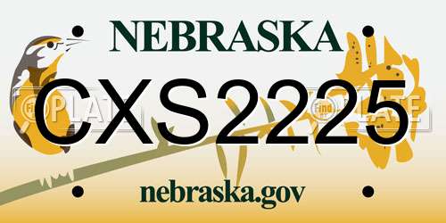 CXS2225 Nebraska License Plate