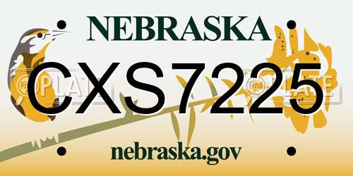 CXS7225 Nebraska License Plate