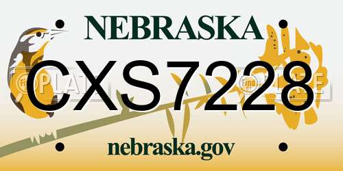 CXS7228 Nebraska License Plate