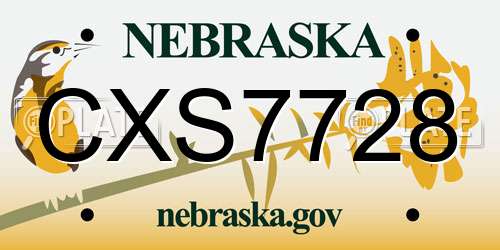 CXS7728 Nebraska License Plate