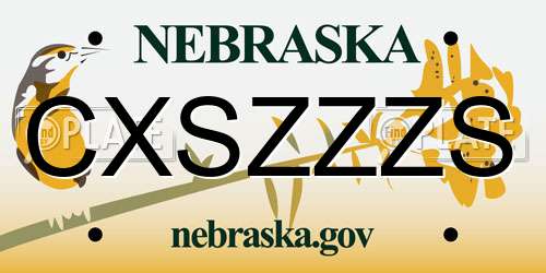 CXSZZZS Nebraska License Plate