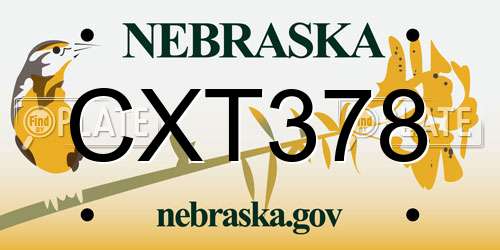 CXT378 Nebraska License Plate