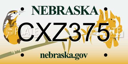 CXZ375 Nebraska License Plate