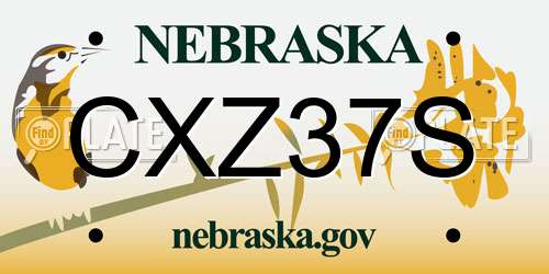 CXZ37S Nebraska License Plate