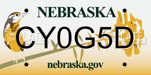 CY0G5D Nebraska License Plate