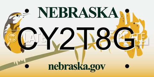 CY2T8G Nebraska License Plate