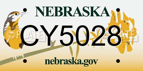CY5028 Nebraska License Plate