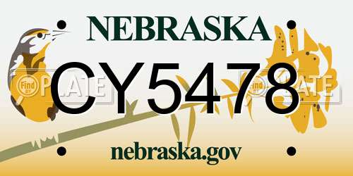 CY5478 Nebraska License Plate