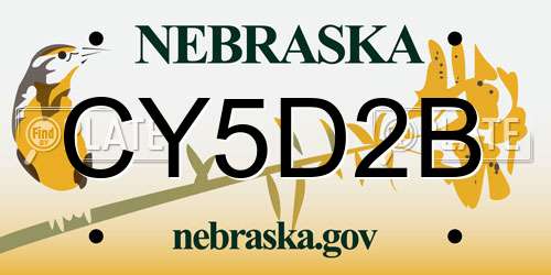 CY5D2B Nebraska License Plate