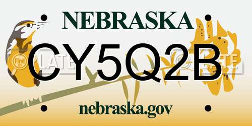 CY5Q2B Nebraska License Plate