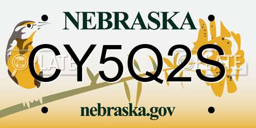 CY5Q2S Nebraska License Plate