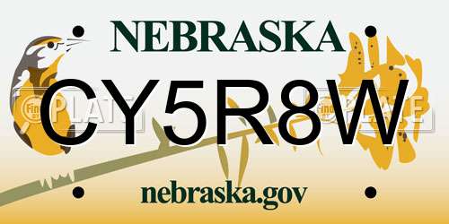 CY5R8W Nebraska License Plate