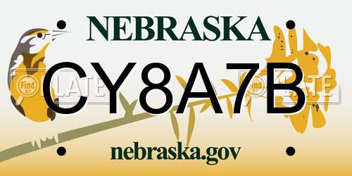 CY8A7B Nebraska License Plate