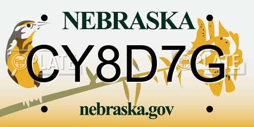 CY8D7G Nebraska License Plate