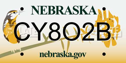 CY8O2B Nebraska License Plate