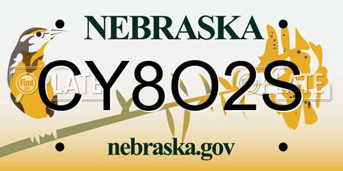 CY8O2S Nebraska License Plate