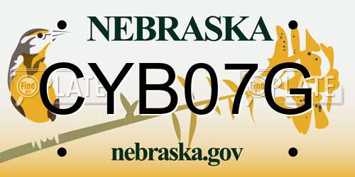 CYB07G Nebraska License Plate