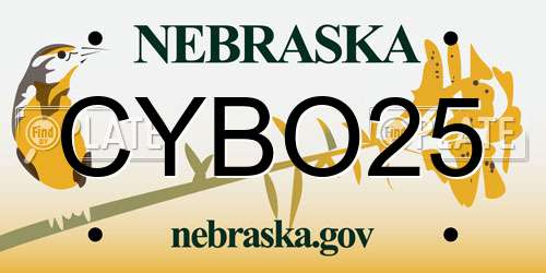 CYBO25 Nebraska License Plate