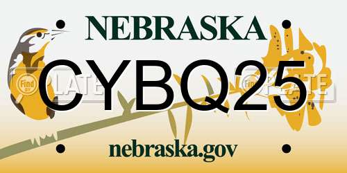 CYBQ25 Nebraska License Plate