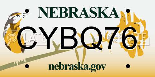 CYBQ76 Nebraska License Plate