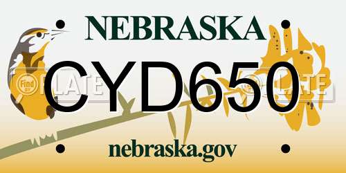 CYD650 Nebraska License Plate