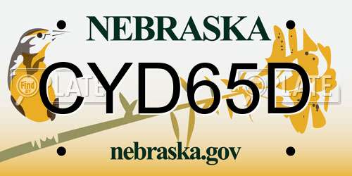 CYD65D Nebraska License Plate