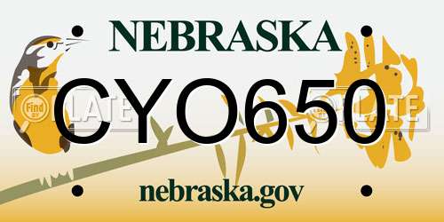 CYO650 Nebraska License Plate