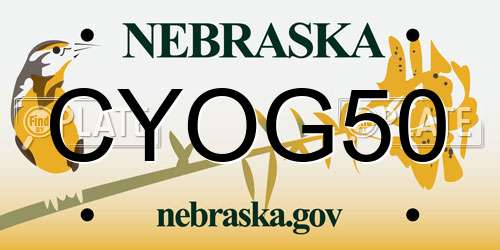 CYOG50 Nebraska License Plate