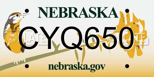 CYQ650 Nebraska License Plate