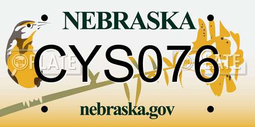 CYS076 Nebraska License Plate