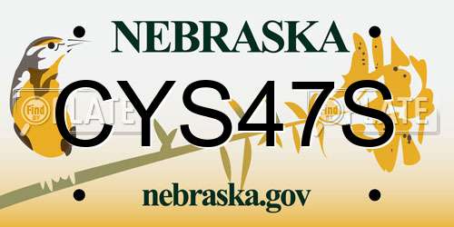 CYS47S Nebraska License Plate
