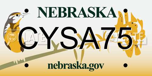 CYSA75 Nebraska License Plate