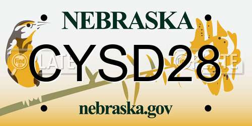 CYSD28 Nebraska License Plate