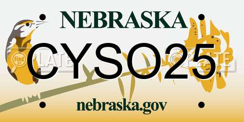 CYSO25 Nebraska License Plate