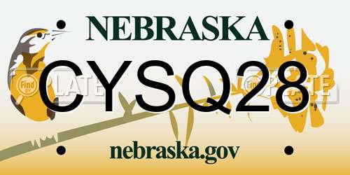 CYSQ28 Nebraska License Plate