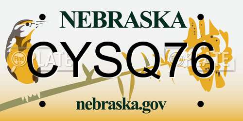 CYSQ76 Nebraska License Plate
